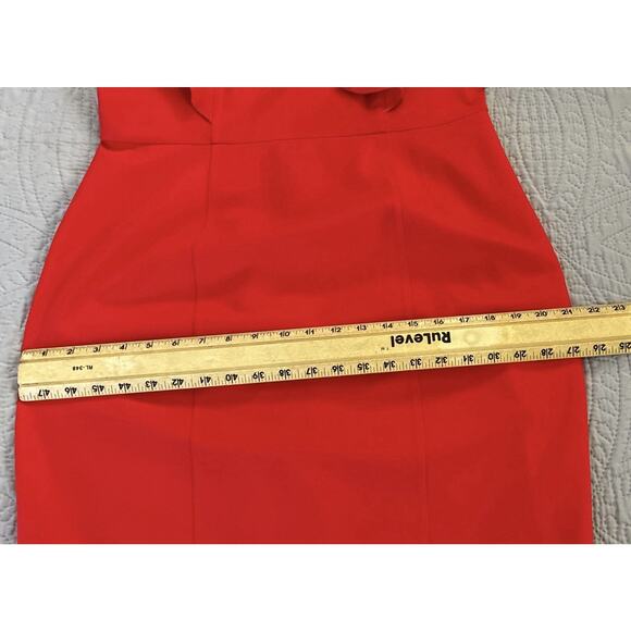 Rachel Parcell Sz L Red Ponte Knit Double Ruffle Sheath Dress Career, Party - Picture 13 of 14